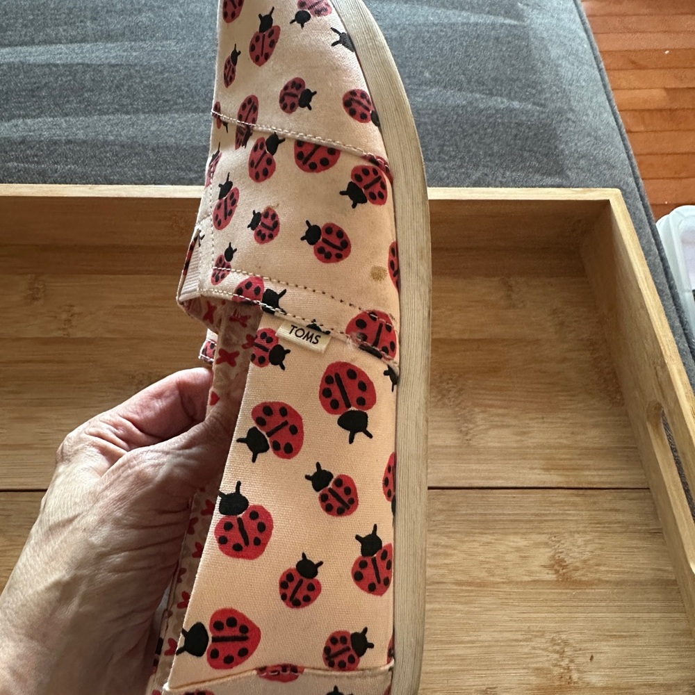 TOMS Ladybug Print Shoes - Red and Pink (Size 10) - Picture 3 of 4